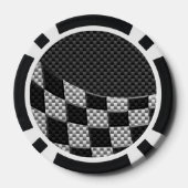 Carbon Fibre Racing Flag Wave Print Pokerchips (Rückseite)