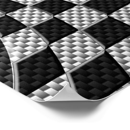 Carbon Fibre Racing Flag Wave Print Poster (Ecke)