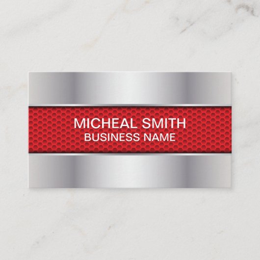 Carbon Fibre Red | Silber-Metallic Visitenkarte (Vorderseite)