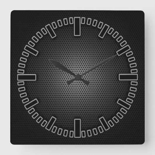 Carbon Mesh Effect "High Tech" Wall Clock Quadratische Wanduhr (Vorderseite)