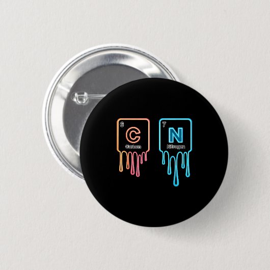 Carbon Nitrogen Science Design Fun Chemistry Lover Button (Vorne & Hinten)