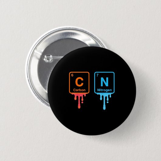 Carbon Nitrogen Science Design Fun Chemistry Lover Button (Vorne & Hinten)