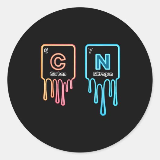 Carbon Nitrogen Science Design Fun Chemistry Lover Runder Aufkleber (Vorderseite)