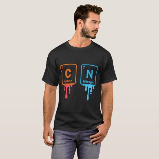 Carbon Nitrogen Science Design Fun Chemistry Lover T-Shirt (Vorne ganz)