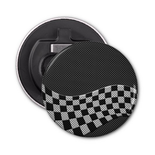 Carbon Style Racing Flag Wave Decor Flaschenöffner (Vorderseite)