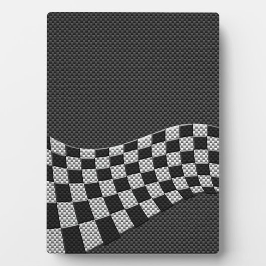 Carbon Style Racing Flag Wave Decor Fotoplatte (Vorderseite)