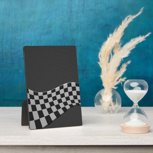 Carbon Style Racing Flag Wave Decor Fotoplatte (Seite)