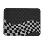 Carbon Style Racing Flag Wave Decor Magnet (Horizontal)
