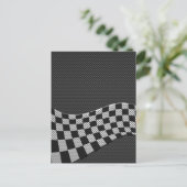 Carbon Style Racing Flag Wave Decor Postkarte (Stehend Vorderseite)