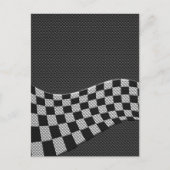 Carbon Style Racing Flag Wave Decor Postkarte (Vorderseite)