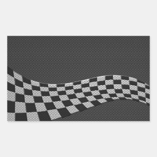 Carbon Style Racing Flag Wave Decor Rechteckiger Aufkleber