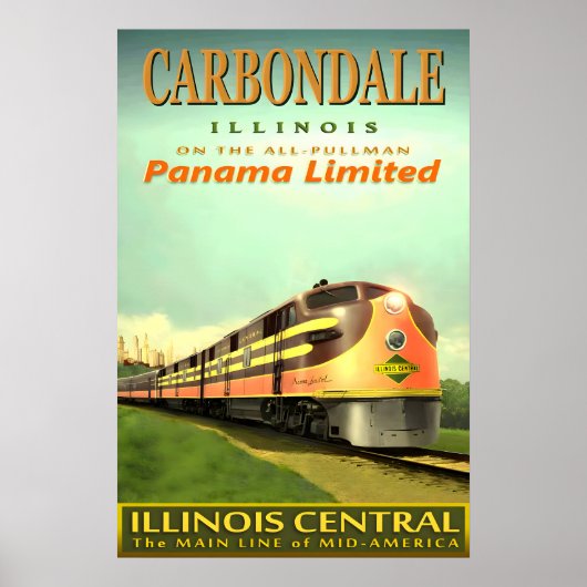 CARBONDALE Illinois Central Railroad PANAMA Poster (Vorne)