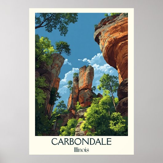 Carbondale Illinois Vintag Nature Bluffs Travel Poster (Vorne)