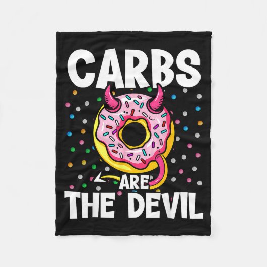 Carbs Are The Devil Funny Donut Diet New Year's Re Fleecedecke (Vorderseite)