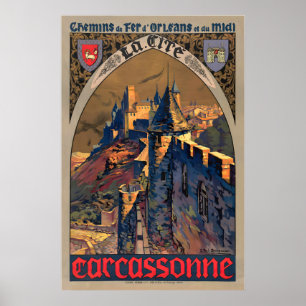 Carcassonne Frankreich Orleans und Midi Eisenbahn Poster