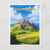 Carcassonne Frankreich Vintage Illustration Postkarte (Vorderseite)