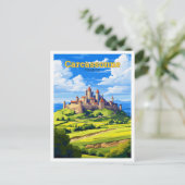 Carcassonne Frankreich Vintage Illustration Postkarte (Stehend Vorderseite)