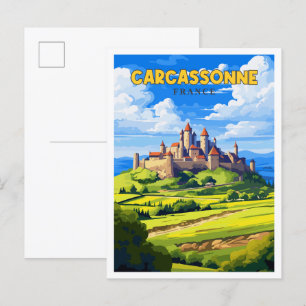 Carcassonne Frankreich Vintage-Reiseillustration Postkarte