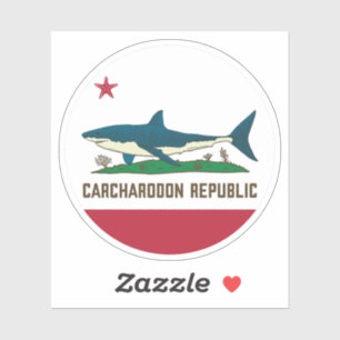 Carcharodon Republik Kalifornien Flagge Weißer Hai Aufkleber
