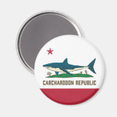 Carcharodon Republik Kalifornien Flagge Weißer Hai Magnet (Vorderseite/Rückseite)