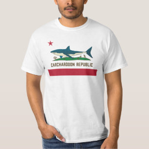 Carcharodon Republik Kalifornien Flagge Weißer Hai T-Shirt