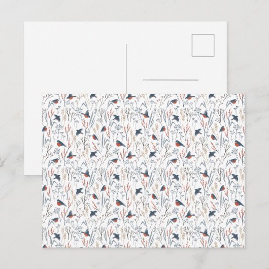 Card (10,8 x 14,2 cm) - Bird Pattern Postkarte (Vorne/Hinten)