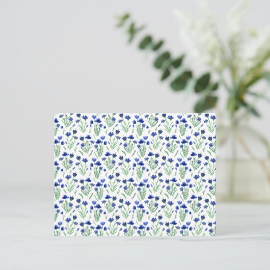 Card (10,8 x 14,2 cm) - Blue Floral Pattern Postkarte (Stehend Vorderseite)