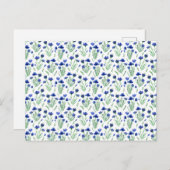 Card (10,8 x 14,2 cm) - Blue Floral Pattern Postkarte (Vorne/Hinten)