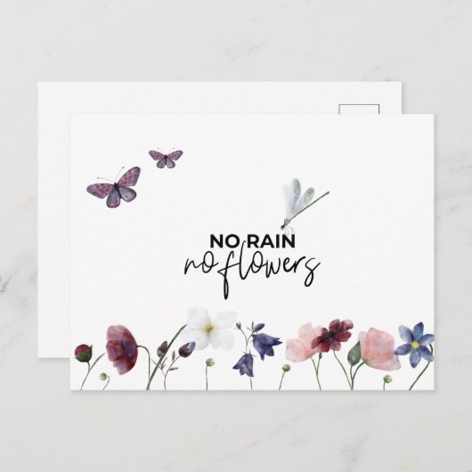 Card (10,8 x 14,2 cm) - Rain And Flowers Postkarte (Vorne/Hinten)