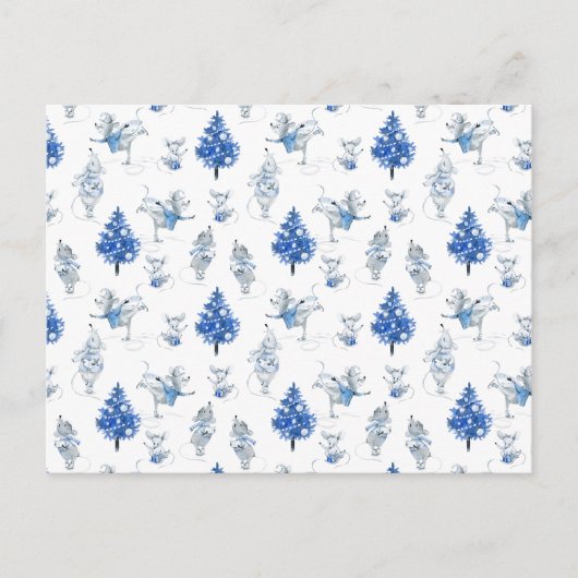 Card (10,8 x 14,2 cm) - Snow Mice Pattern Postkarte (Vorderseite)