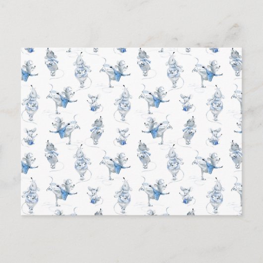 Card (10,8 x 14,2 cm) - Snow Mice Pattern Postkarte (Vorderseite)