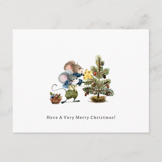 Card (10,8 x 14,2 cm) - Two Little Mice Christmas Postkarte (Vorderseite)