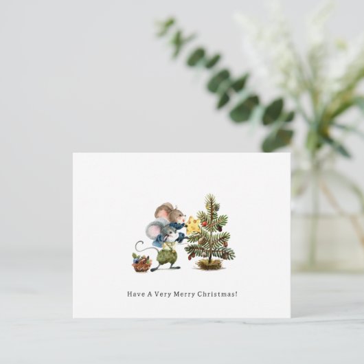 Card (10,8 x 14,2 cm) - Two Little Mice Christmas Postkarte (Stehend Vorderseite)