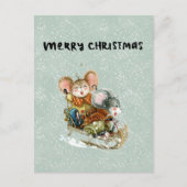 Card (10,8 x 14,2 cm) - Two Mice On A Sleigh Postkarte (Vorderseite)