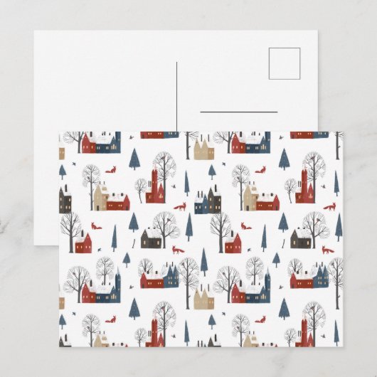 Card (10,8 x 14,2 cm) - Winter Pattern Postkarte (Vorne/Hinten)