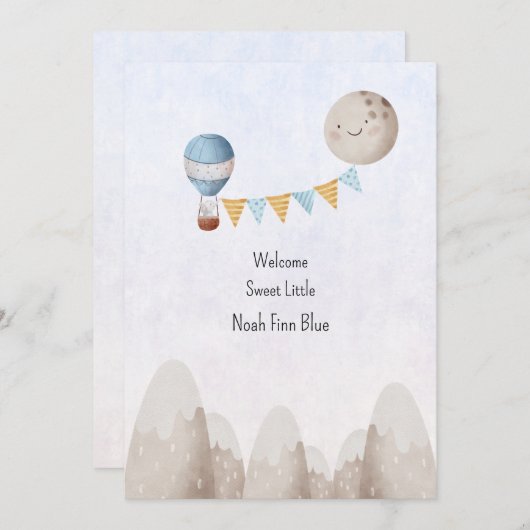 Card (12,7 x 17,8 cm) - Birth Announcement Kaart Einladung (Vorne/Hinten)