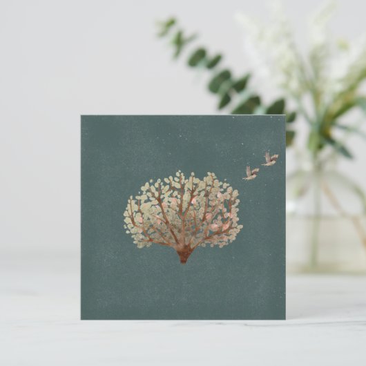 Card (13,3x13,3cm) - Tree With Birds (Stehend Vorderseite)