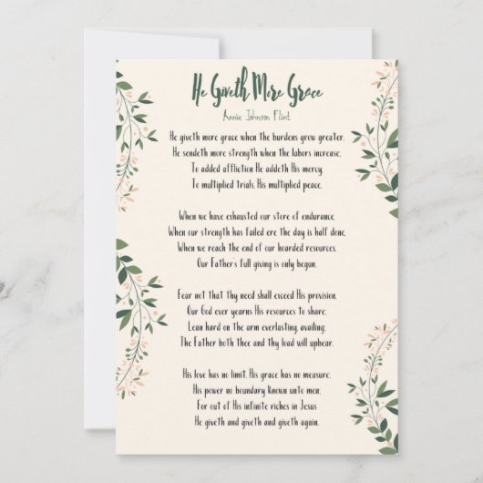 Card Annie Johnson Flint - 'Er gibt mehr Grace' (Vorderseite)