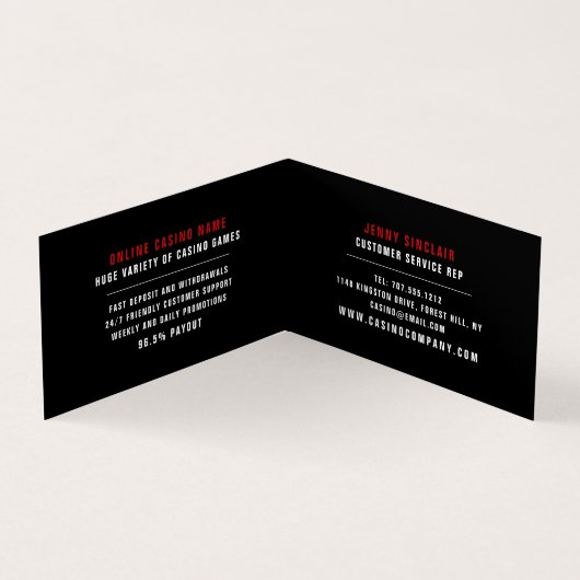 Card Anzug, Casino Manager im Detail Visitenkarten (Innenseite)