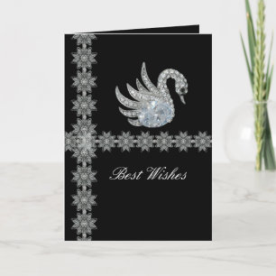 Card Black Lace Diamond Swan Best wünscht Geburtst Karte