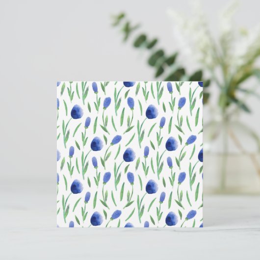 Card - Blue Flowers Karte (Stehend Vorderseite)