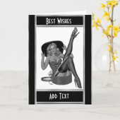 Card Button up Girls Vintag (26) Karte (Gelbe Blume)