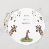 Card (Circle) - Birth Announcement Giraffe Einladung (Vorne/Hinten)