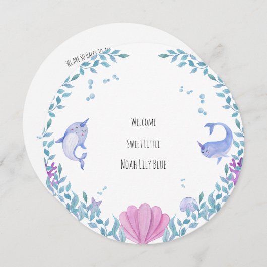 Card (Circle) - Birth Announcement Ocean Einladung (Vorne/Hinten)