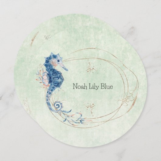 Card (Circle) - Birth Announcement Ocean Einladung (Vorne/Hinten)