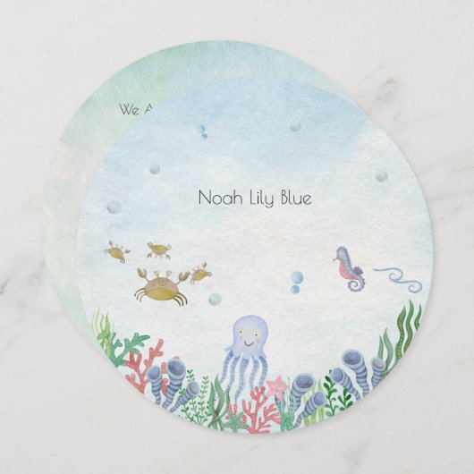 Card (Circle) - Birth Announcement Ocean Einladung (Vorne/Hinten)