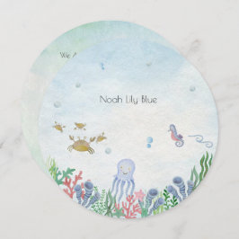 Card (Circle) - Birth Announcement Ocean Einladung