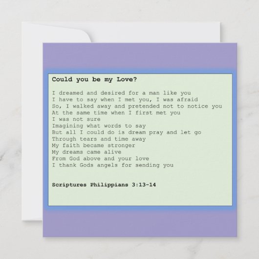 Card ' Could you be my love ' Karte (Vorderseite)