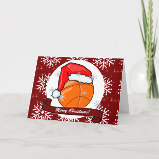 Card - Decorative Santa Basketball Feiertagskarte