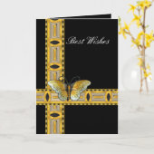 Card Deko Gold Butterfly Beste Wünsche Geburtstag Karte (Gelbe Blume)